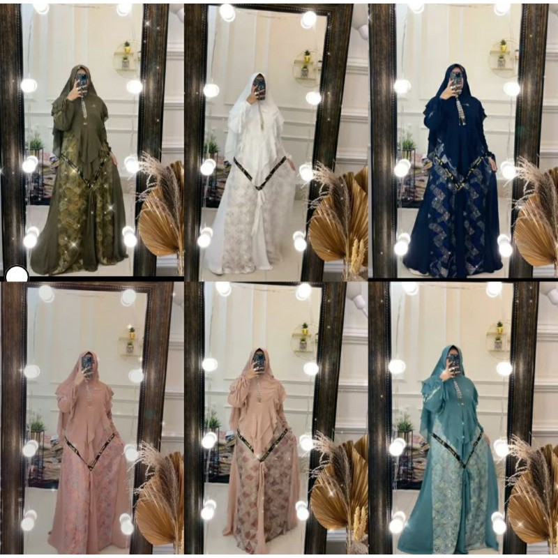Elnaka 164_ gamis syari ceruty brukat premium by elnaka