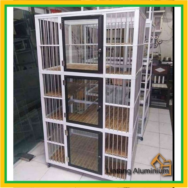 Kandang Kucing Aluminium 3 tingkat/Minimalis putih