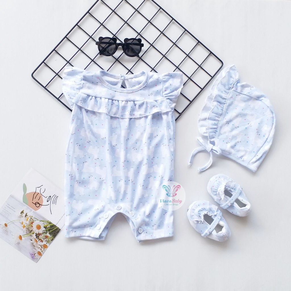 Plazababyku MX ROMPER PIPER setelan bayi motif bunga yang lucu free bonnet+sepatu PART3