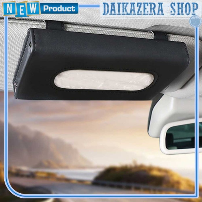 Tempat Tisu Mobil Car Sun Visor Tissue Organizer Case Simple Ergonomis - Hitam