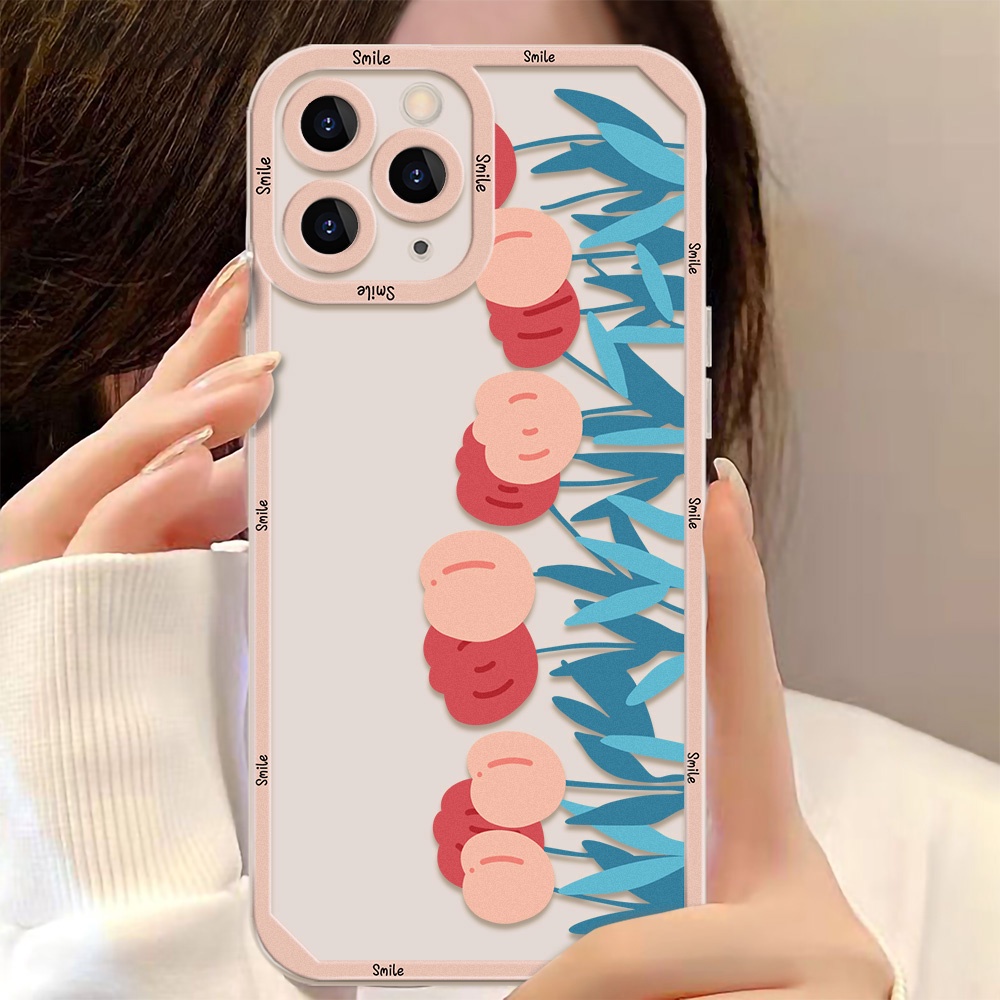 Soft Case TPU Motif Bunga Tulip Untuk Oppo A9 A5 A15 A16 A74 A3S A12E A95 A55 A74 A5S A16K A76 A96 A36 A31 A52 A72 A92 A1K A33 A32 A11 A5S A19 F11S A5S F9G