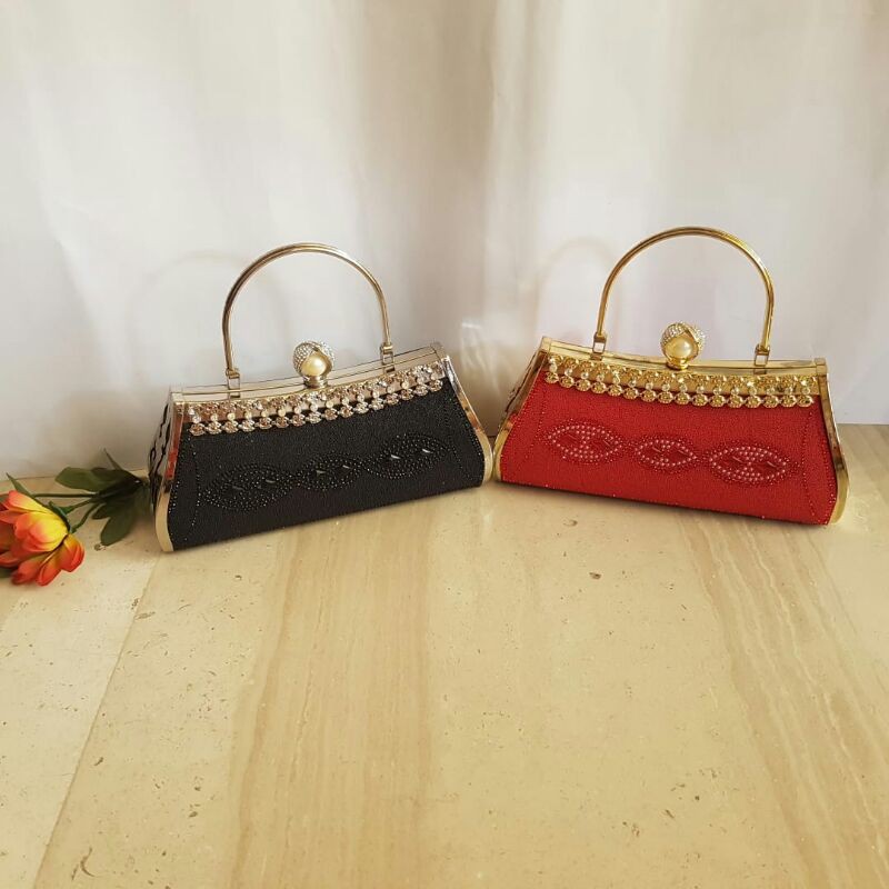 DISKON Tas Pesta  Farnell Impor Jinjing Selempang Clutch Kondangan Rhinestones Mutiara 2716/2717