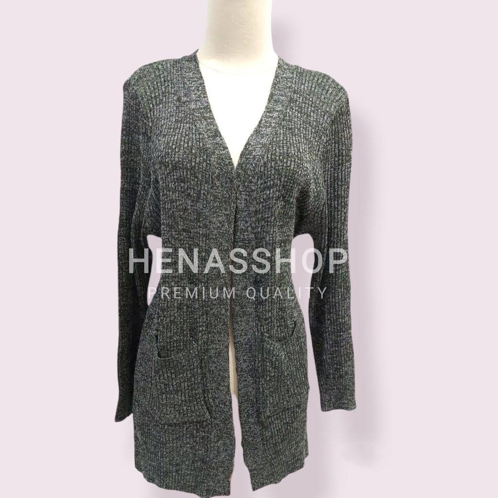 CARDIGAN RAJUT PANJANG LONG CARDY SAKU TANPA KANCING