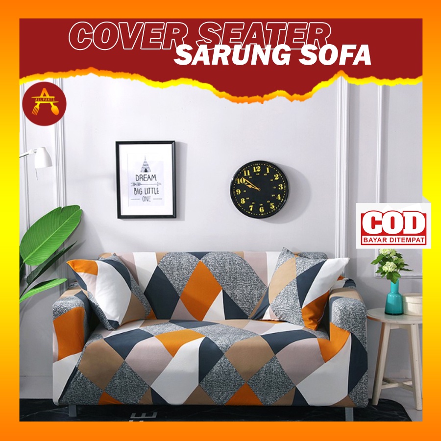 Cover Sarung Kursi Kain Penutup Sofa 1/2/3/4 Seater RUBIX Bahan Lembut Bonus 1 Buah Sarban