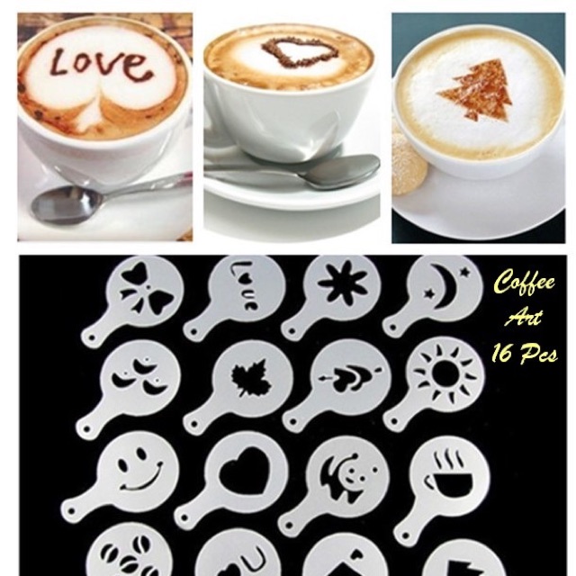 CETAKAN KOPI COFFEE ART isi 16 macem motif