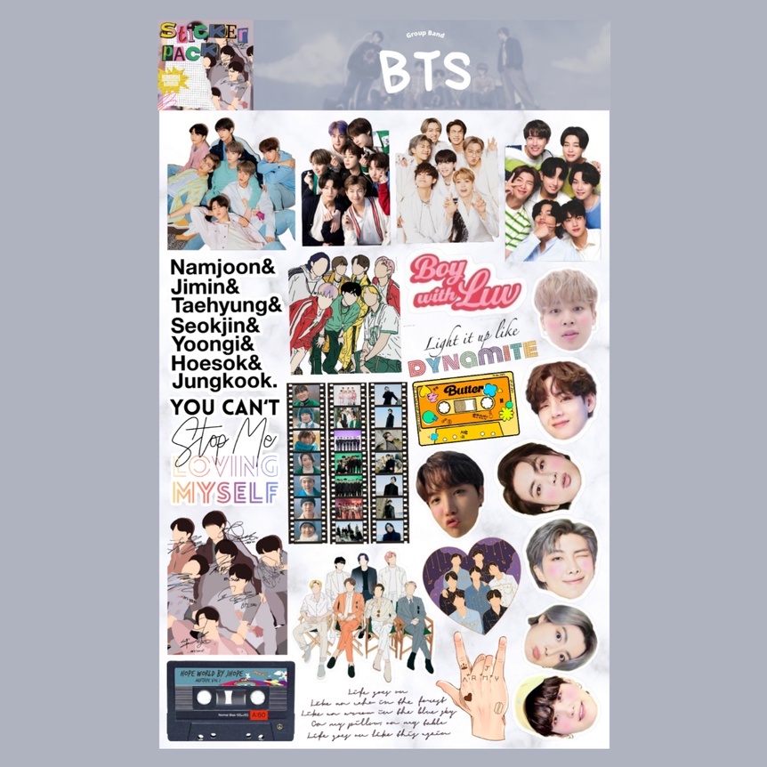 

BTS Sticker Sheet || K-POP