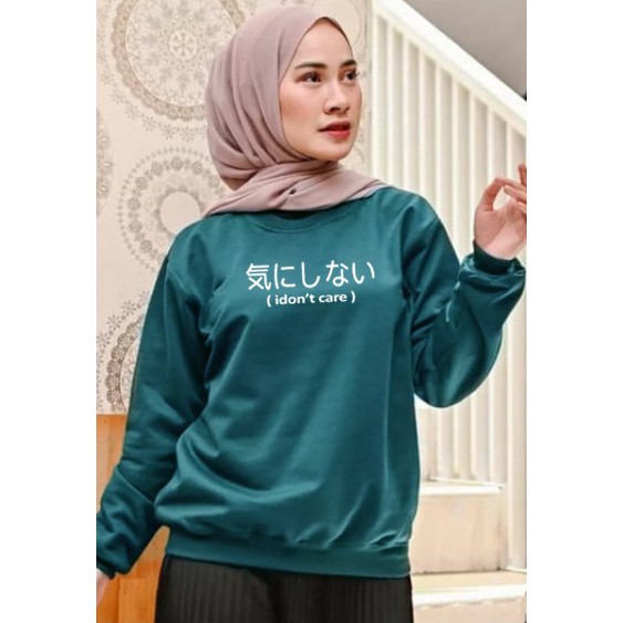 Kaos Lengan Panjang I DONT CARE/ Kaos Sweatshirt / Atasan Wanita / Atasan Wanita Lengan Panjang