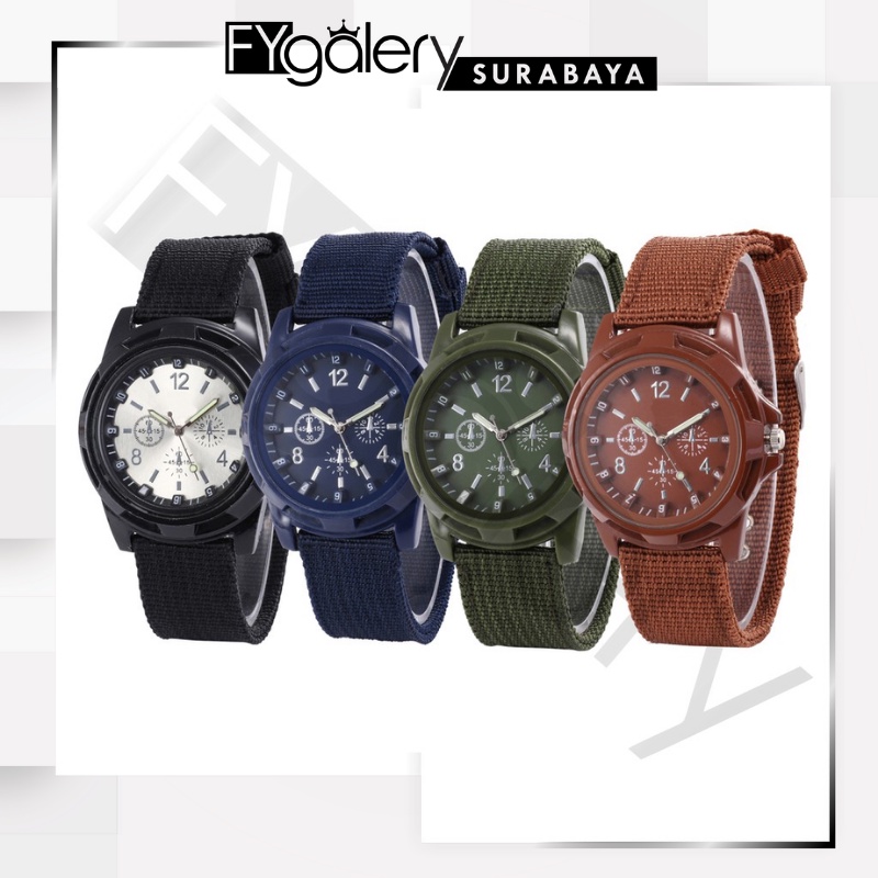 FYGALERYSURABAYA J170 Jam Tangan Kanvas Pria Jam Analog Cowok Fashion