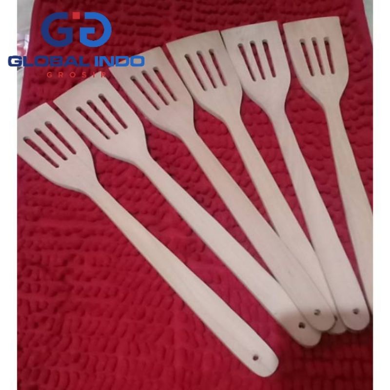 Jual SPATULA KAYU 3 LUBANG/SPATULA TEFLON KAYU 35 CM Shopee Indonesia