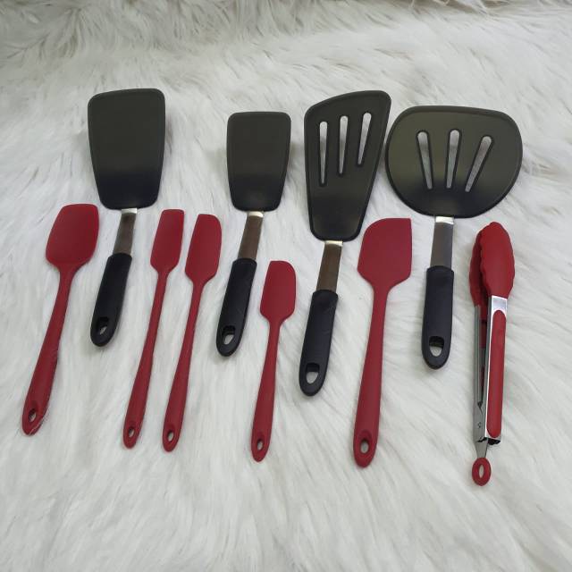 Set spatula 10 tunner sutil tanpa sambungan tahan panas food grade tebal dan lentur solet sodet