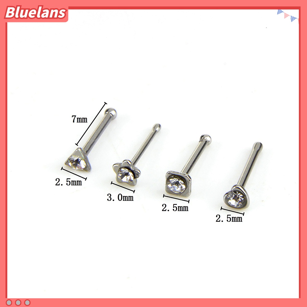 14pcs / Set Anting Tindik Hidung Bentuk C / O Aksen Berlian Imitasi Bahan Stainless Steel Untuk Unisex
