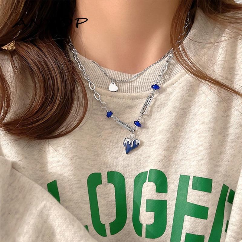 Kalung Rantai Model Double layer Bahan Titanium Steel Untuk Aksesoris Sweater