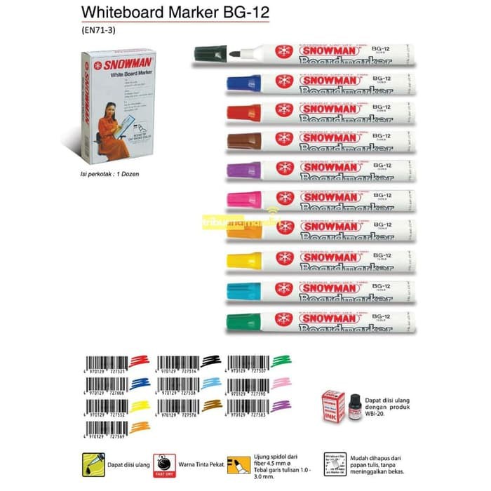 

Spidol Snowman White Board BG-12 (12 pcs)