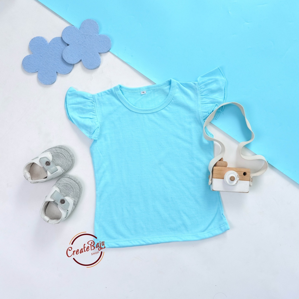 KAOS RUFFLE ANAK CEWEK 1-4 TAHUN RUFFLE TEE POLOS TERMURAH BAJU ATASAN ANAK CEWEK