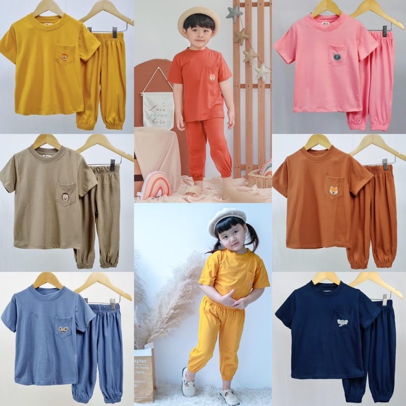 PROMO 11.11  Setelan Anak Unisex Smilee Jojo Size 1-5Tahun / Setelan Anak Kantong