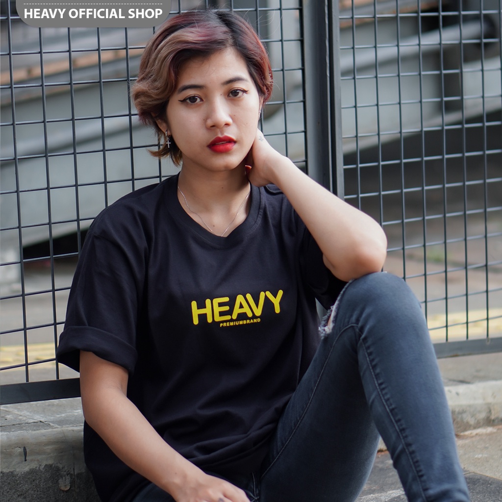 Black T-shirt Heavy Original Front HEAVY Baju Pria Distro | Pakaian Atasan