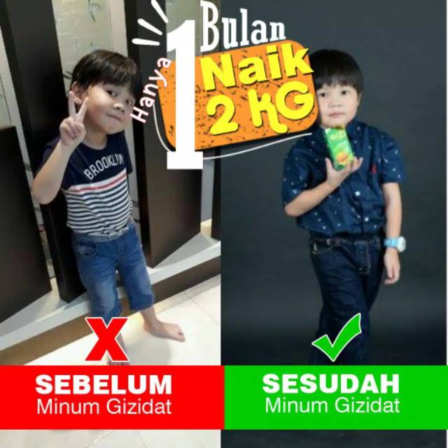 GIZIDAT 10 BOTOL  - Vitamin Penambah Nafsu Makan - Anak Sehat Cerdas Madu Gemuk Badan 100% Alami