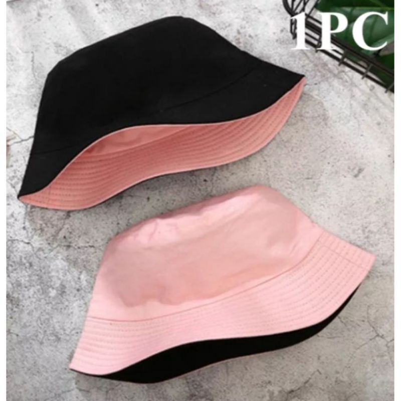 topi bucket hat polos pria dan wanita bolak balik bervariasi bolak balik luar dalam100%