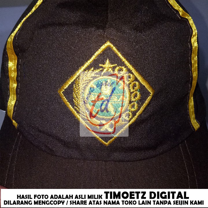 Topi Pramuka Siaga Strip Kuning Bordir Putra - Topi Pramuka Cowok