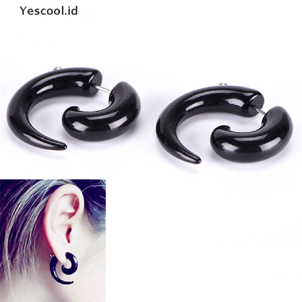 Anting Stud Piercing Bentuk Siput Bahan Akrilik Warna Hitam Gaya Gothic Punk Untuk Pria Dan Wanita