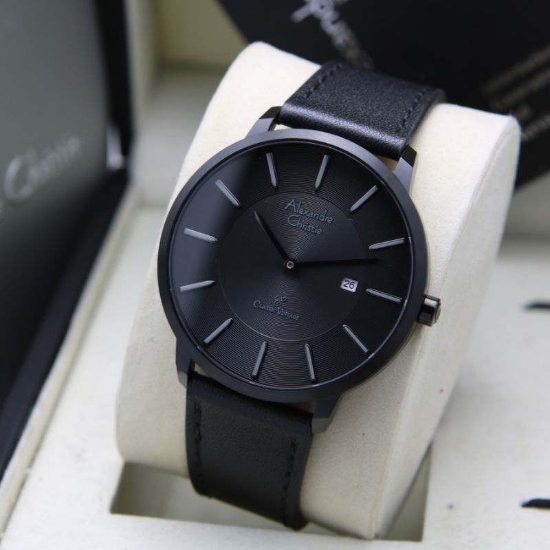 Jam Tangan Pria Alexandre Christie AC 8653 Leather Strap Original