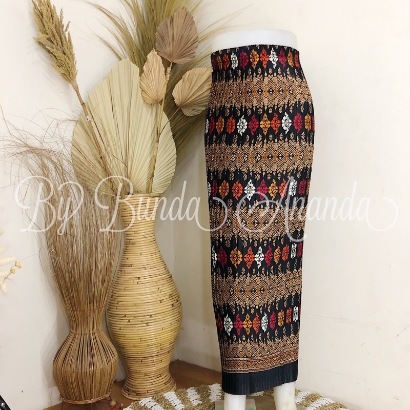 Rok Batik Plisket Fit S - JUMBO All Size-Toraja Merah