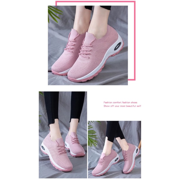 Sepatu Sneakers Casual Wanita Spatu Sneaker Kasual Running Modis Keren Lucu Warna Pink GS40