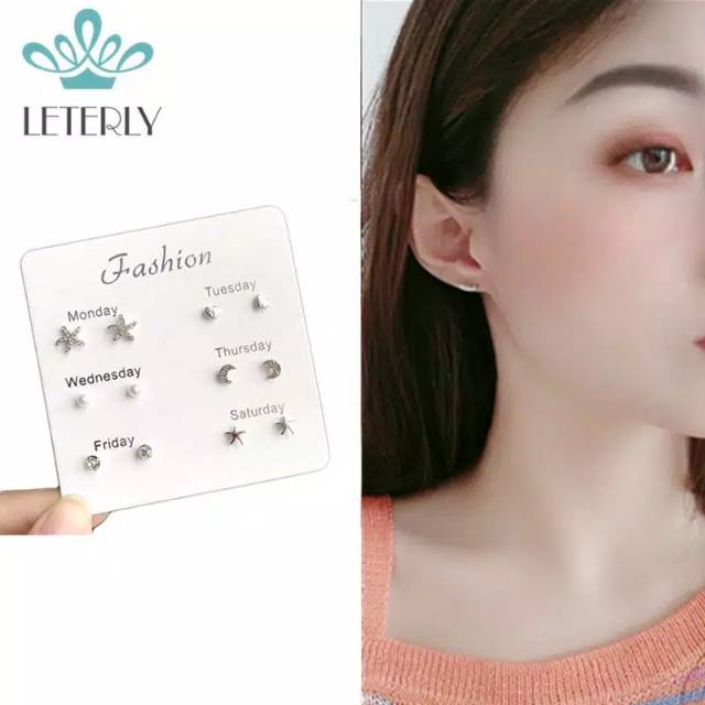 A-07 1 set 6pcs Anting Wanita / Aksesoris Anting Wanita Korea-2