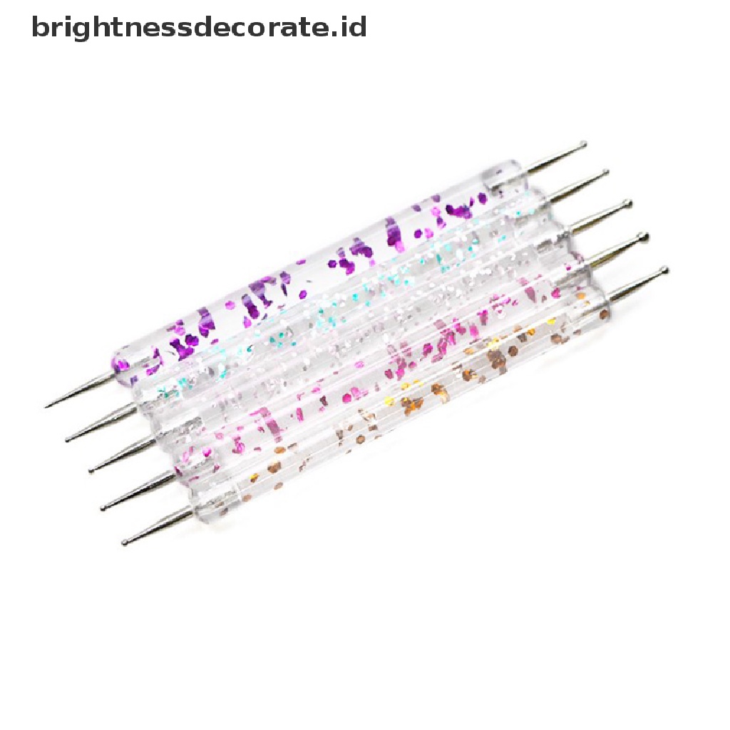 [birth] 5Pcs 2 Way Nail Art Dotting Painting Pen Manicure Nail Glitter Tools Dotting Pen [ID]