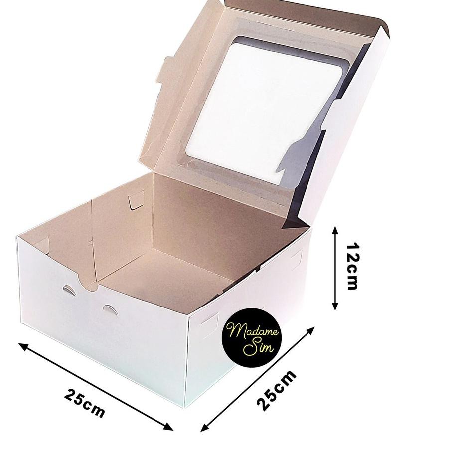 

KOTAK KUE - CAKE BOX 25 x 25 x 12 CM - DUPLEX PUTIH ( ISI 10 PCS ) GYE
