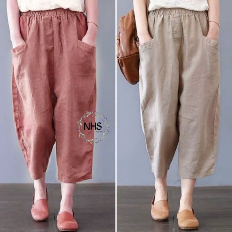 willow pants Katun celana panjang casual wanita longgar