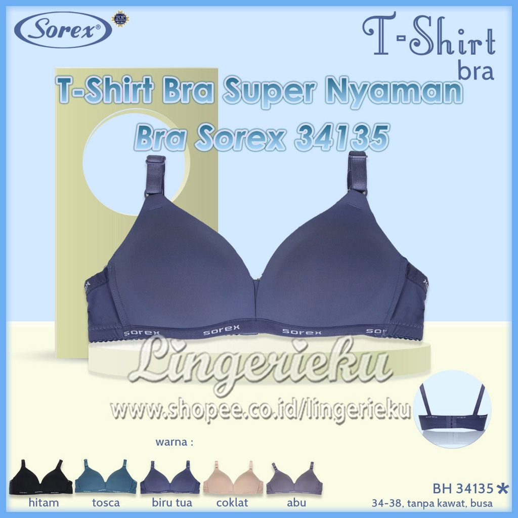 Sorex 34135 BH Bra Wanita Super Nyaman T Shirt Tanpa Kawat Busa Tipis