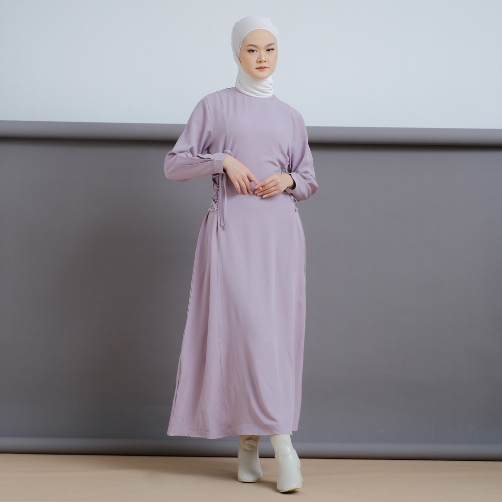 Mayoutfit Heynra Maxidress | Dress Gamis Muslim Wanita Tali Pinggang-Lavender