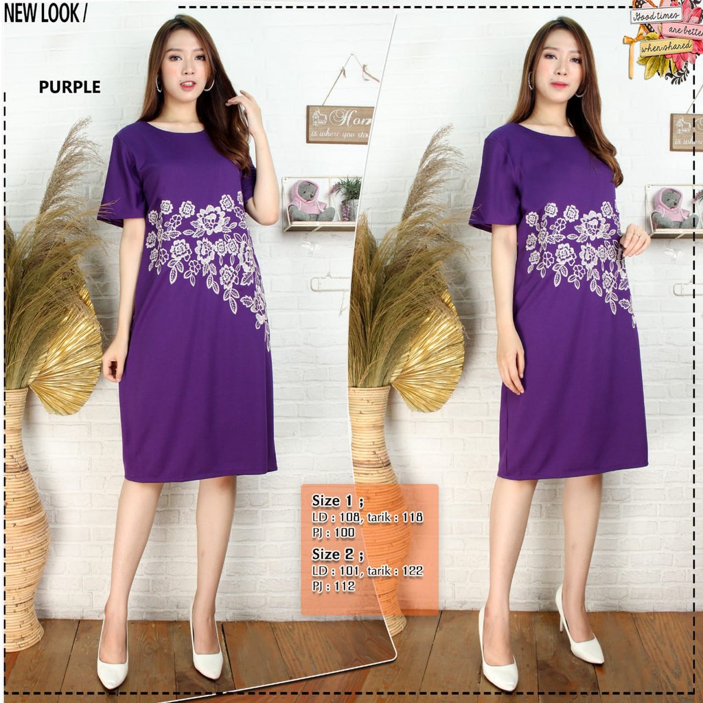 DRESS SCUBA IMPORT DRESS SCUBA JUMBO DRESS SCUBA WANITA DRESS PREMIUM DRESS BIGSIZE DRESS UNGU 014