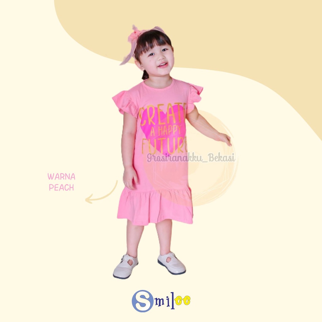 Dress Anak Smilee Nona Peach Love size 1-5Thn