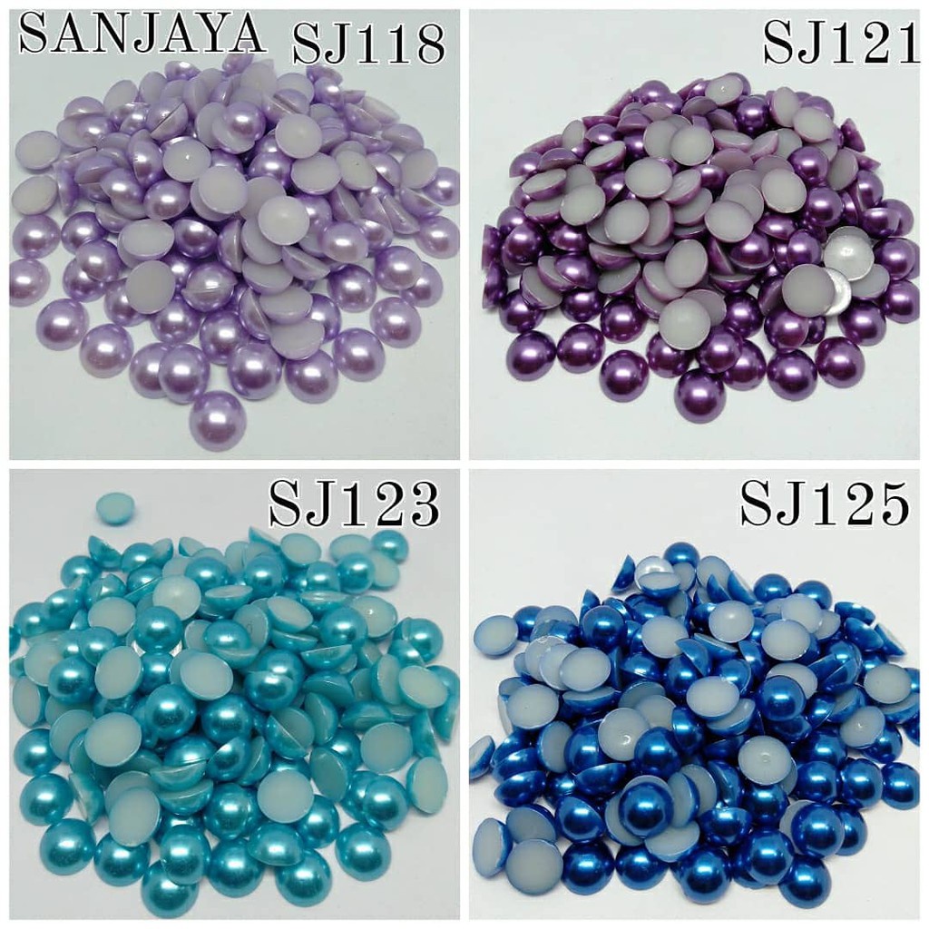 MOTE PEARL / MANIK AKRILIK BENTUK SETENGAH LINGKARAN TANPA LUBANG WARNA WARNI / MANIK TANPA LUBANG SETENGAH BULAT / MOTE PEARL (1/2 BULAT TL) (TANPA LUBANG) 12MM