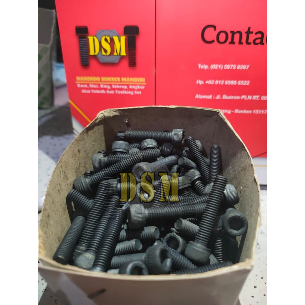 Grade 12.9 / Baut L Baja M10x15 / Hex Socket M10 Pitch 1,5 Kunci L 8