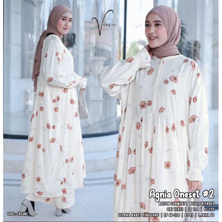 AGNIA ONE SET #2 // BAJU WANITA DEWASA // SETELAN WANITA // JUMBO // RAYON GARMENT PREMIUM LD 120 ORI VENTE BERLABEL-1