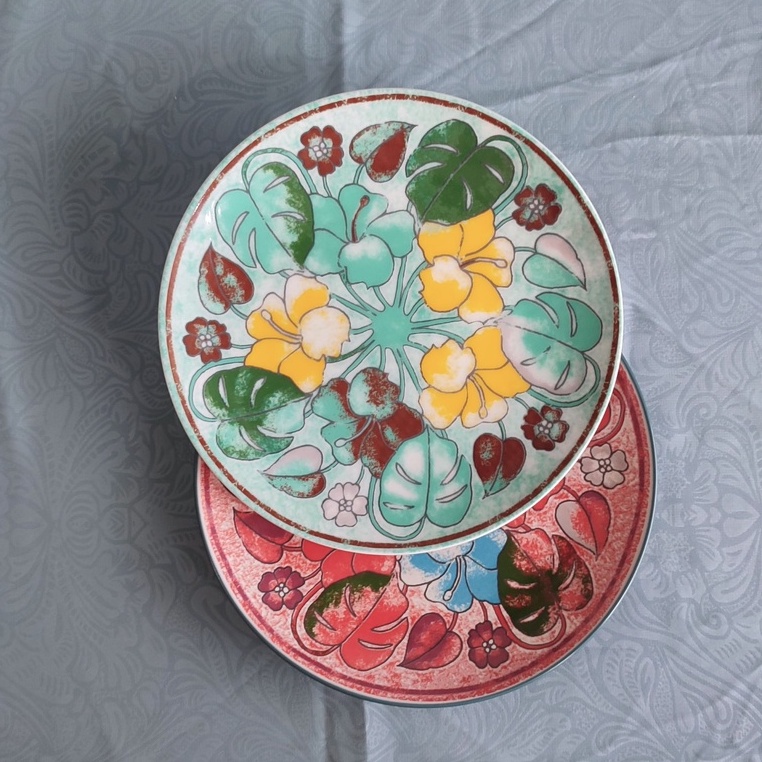 01429 Piring Salad Keramik Shabby / Piring Keramik Motif / Piring  Keramik Hias / Piring Hias Kerami