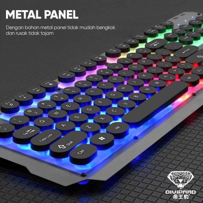 Keyboard Mouse Gaming Divipard GMK-40 Kabel USB 2.0 LED Metal Cover