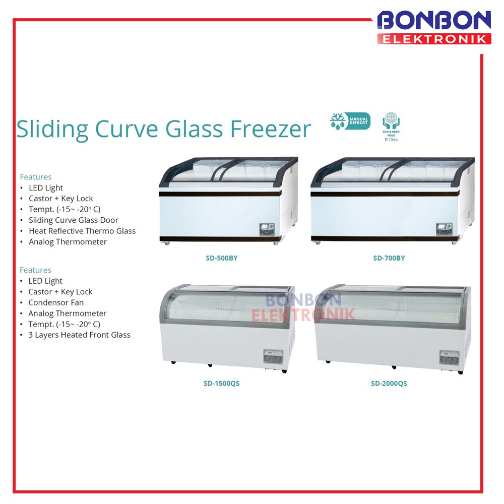 GEA Sliding Curve Glass Freezer SD-1500QS / SD 1500 QS / SD1500QS 593L