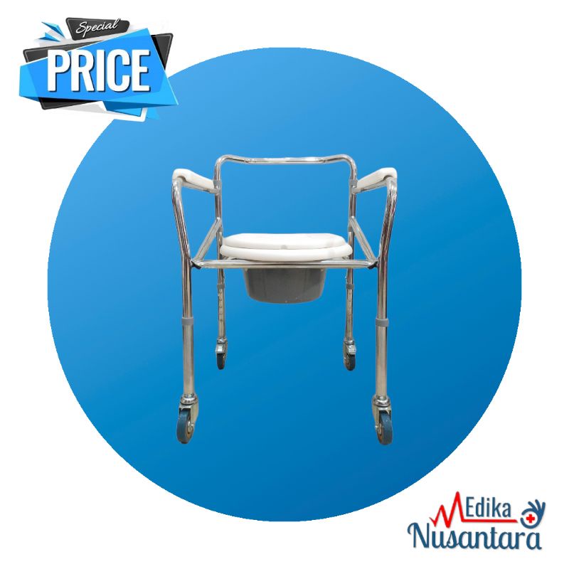 Commode Chair Dengan Roda Original Deluxe Juara JMCC.05 / Kursi Toilet Buang Air Besar / Kursi Bab Plus Roda