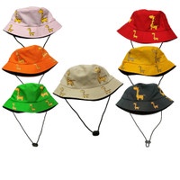 Topi Bucket Hat Anak Tali Sablon Jerapah Bahan Dril