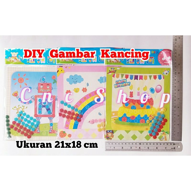 Mainan DIY Menempel Kancing Button Painting Mosaic Mainan Montessori Anak