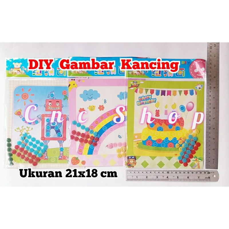 Mainan DIY Menempel Kancing Button Painting Mosaic Mainan Montessori Anak