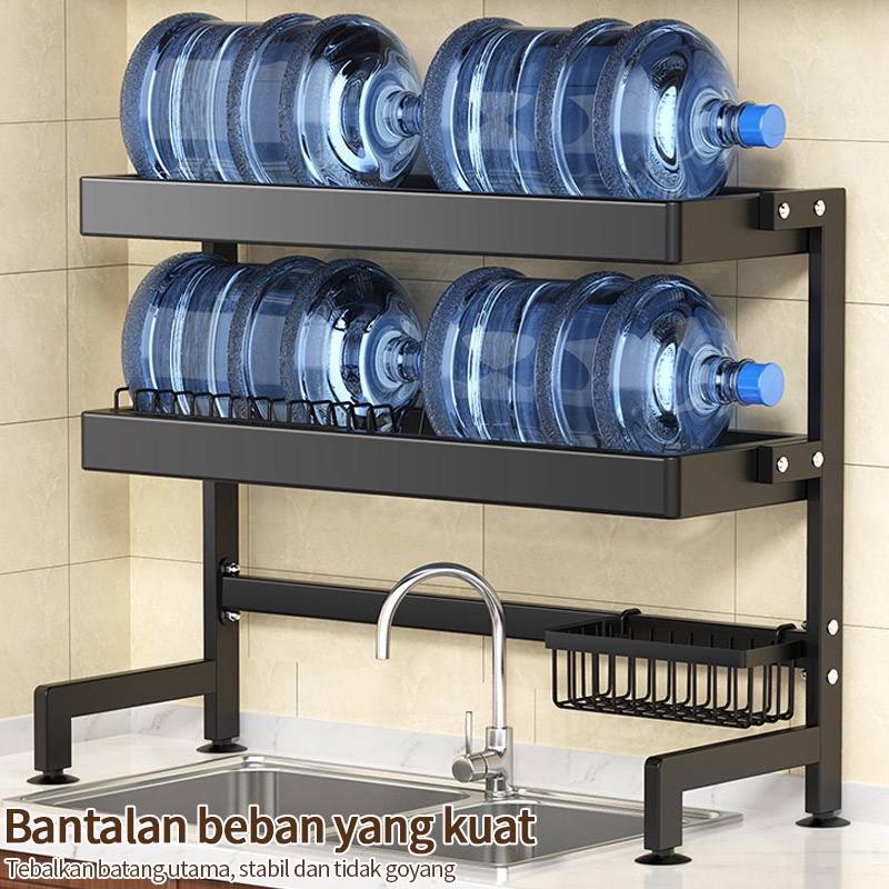 Rak Wastafel Dapur Rak Piring Multifungsi Rak Dapur Rak Stainless Steel Peralatan Dapur Kokoh