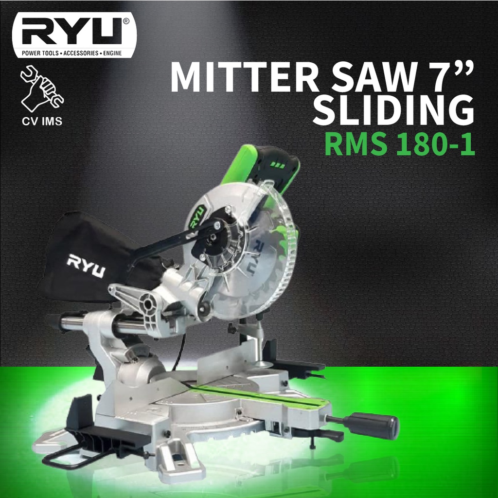 Mesin Gergaji Potong Aluminium Miter Saw 7" (Sliding) RMS180-1 RYU