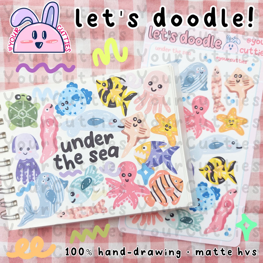 

[SHEET] STIKER HEWAN LAUT UNDER THE SEA JURNAL BUJO PLANNER LUCU MURAH
