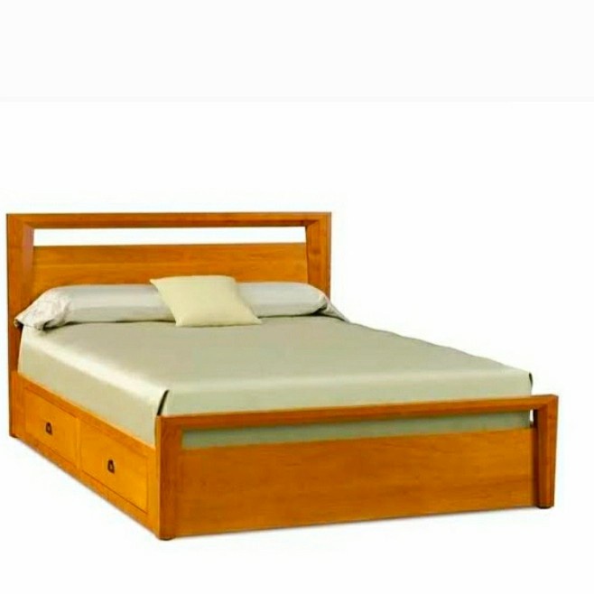 ranjang dipan kayu solid+head board+2 laci ukuran 120cm X 200cm