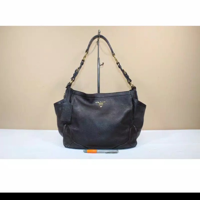 Tas wanita branded PRADA P180 Brown shoulder bag second original deer